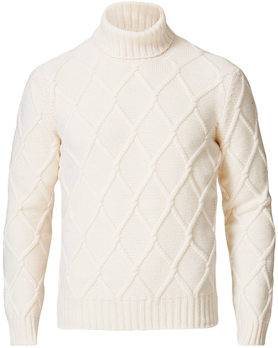  Cable Knitted Heavy Wool Rollneck Off White