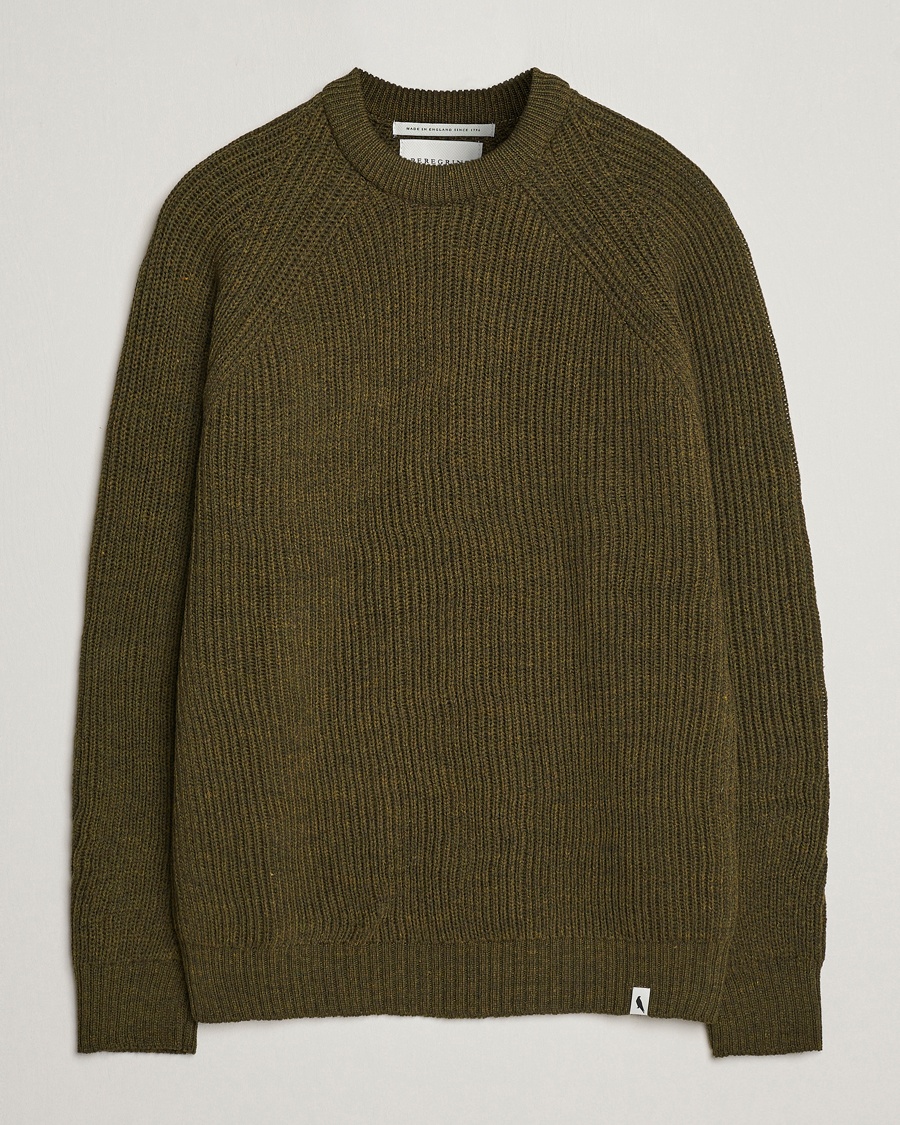 Peregrine Ford Knitted Wool Jumper Olive – Vert