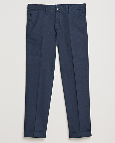  Grant Stretch Cotton/Linen Trousers Navy