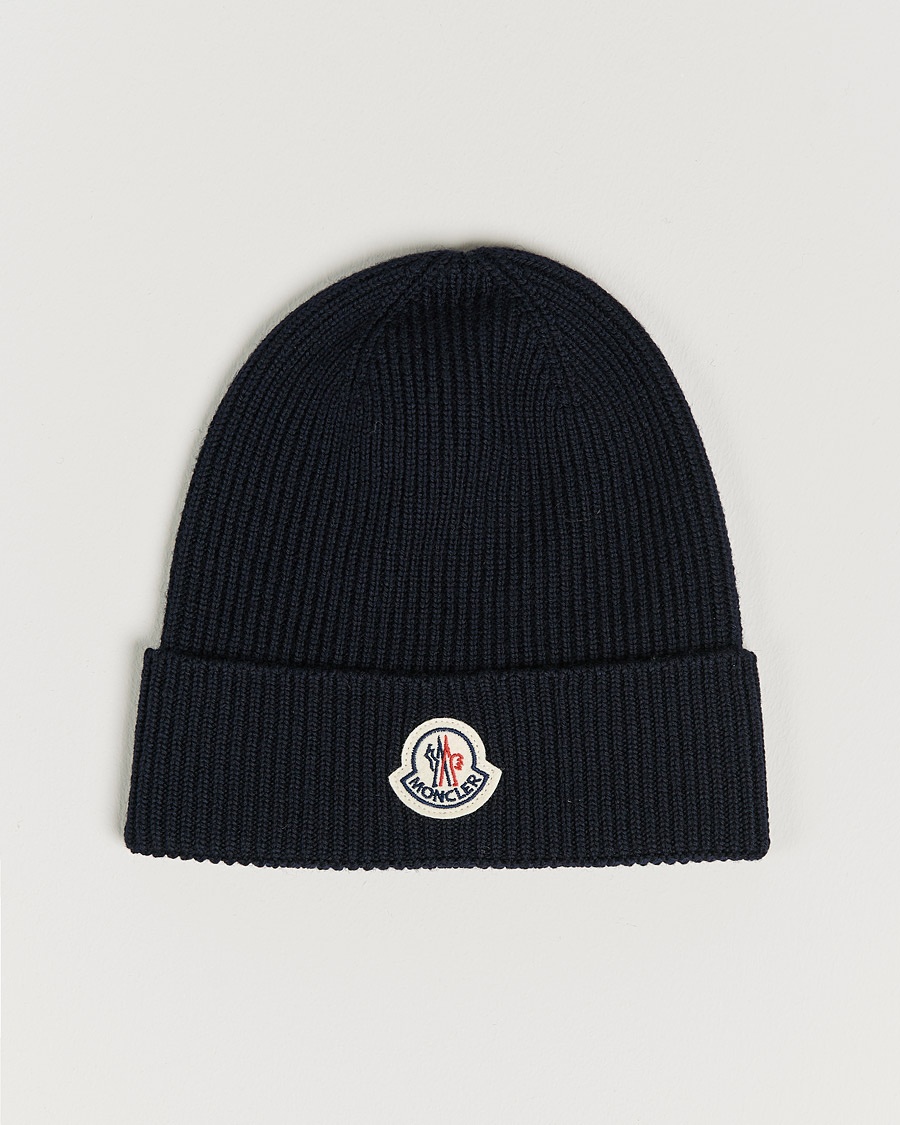 Moncler Rib Wool Beanie Navy – Bleu