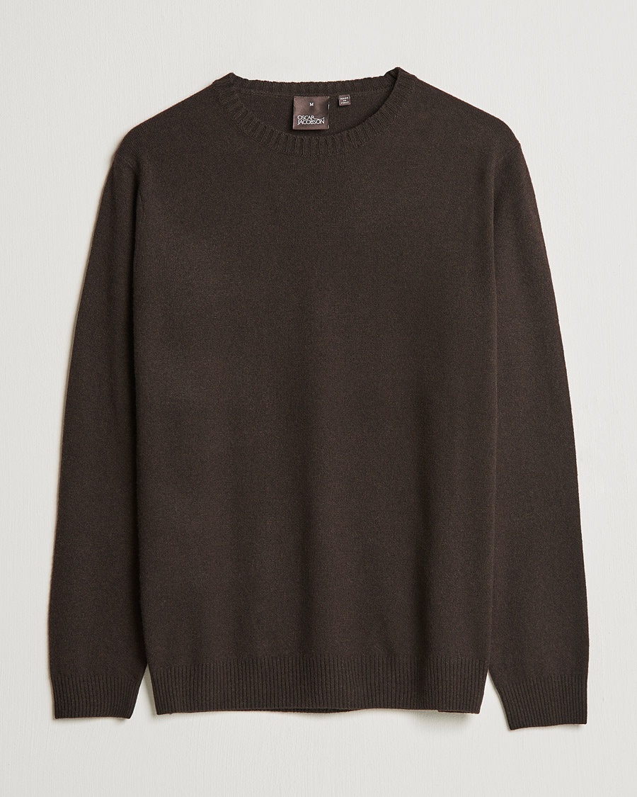 Oscar Jacobson Valter Wool/Cashmere Round Neck Brown – Marron
