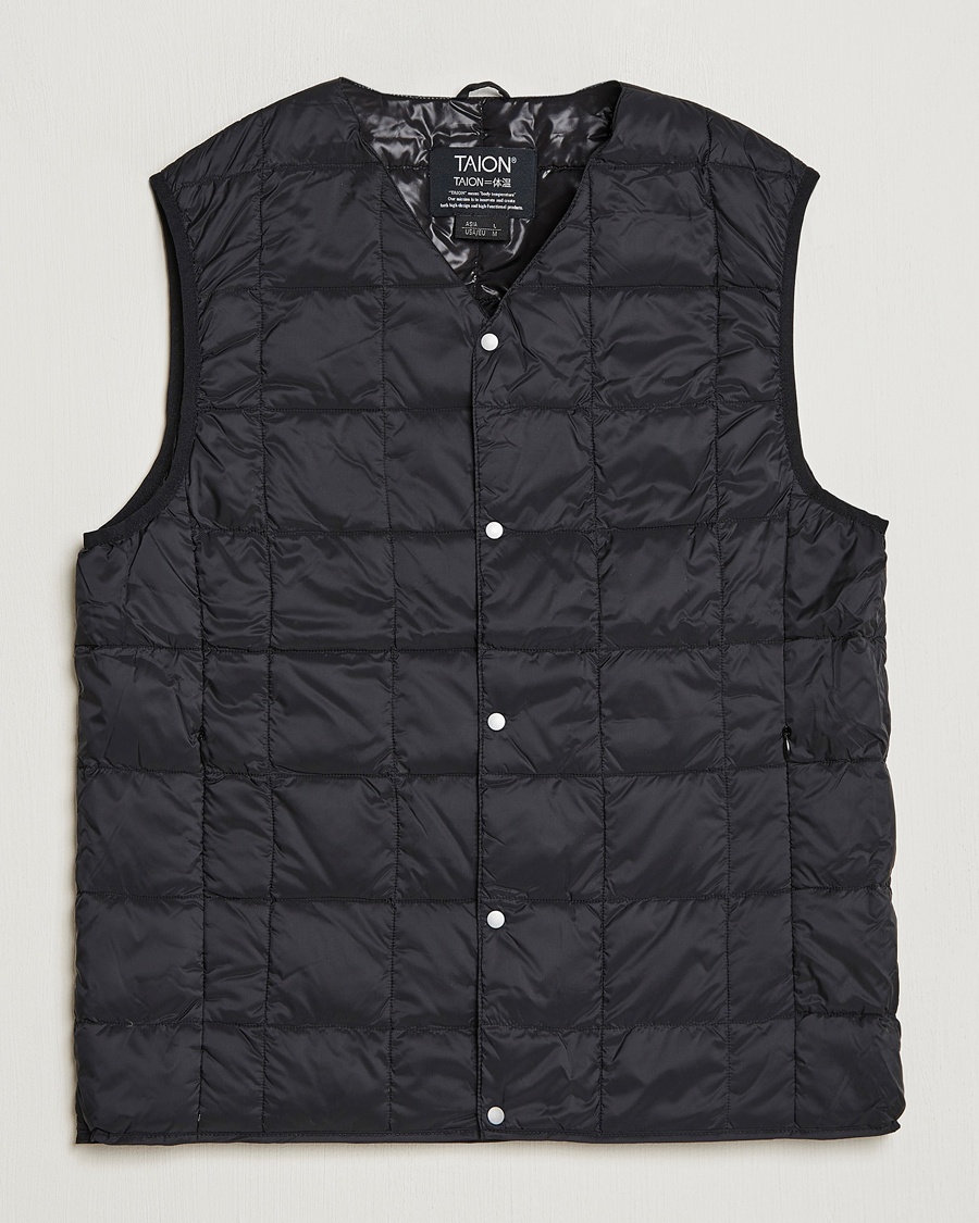 TAION V-Neck Lightweight Down Vest Black – Noir