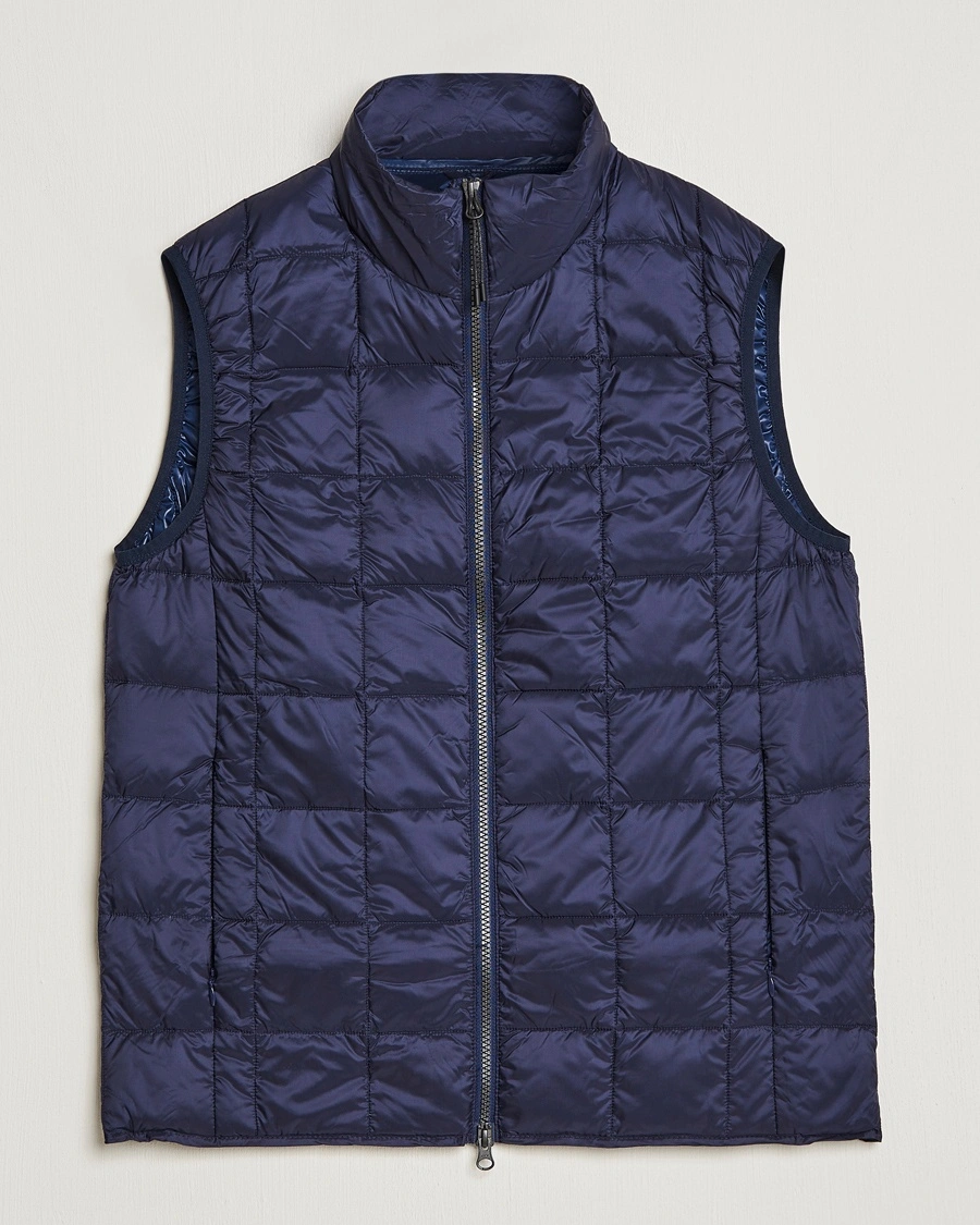 TAION High Neck Full Zip Lightweight Down Vest Navy – Bleu