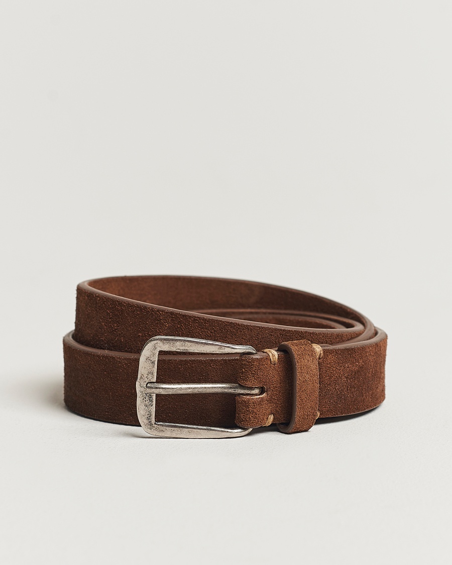 Massimo Alba Narrow Suede Belt Dark Brown – Marron