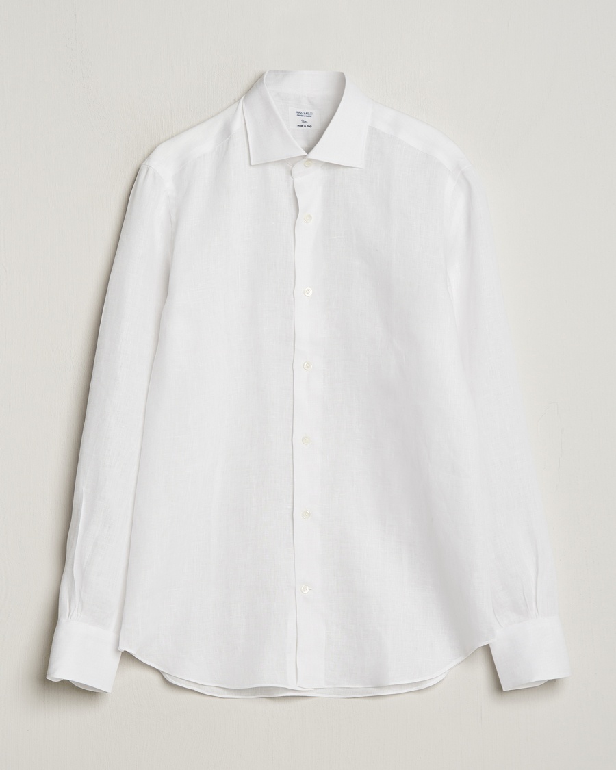 Mazzarelli Soft Linen Cut Away Shirt White – Blanc