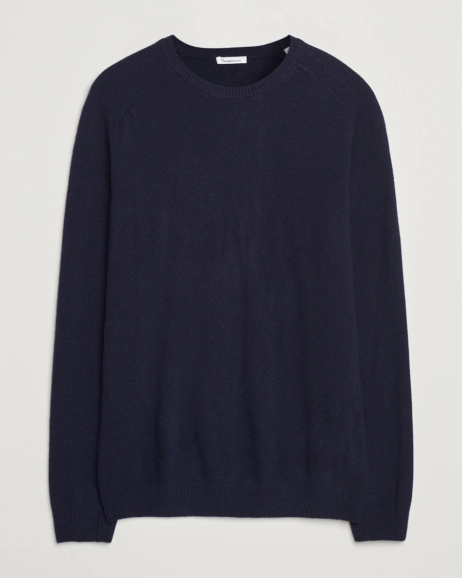 KnowledgeCotton Apparel Lambswool Roundneck Navy – Bleu