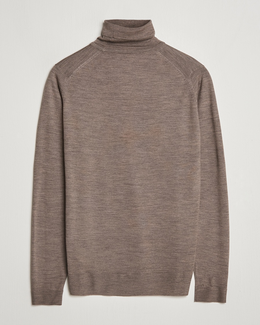 John Smedley Cherwell Extra Fine Merino Rollneck Mushroom Brown – Marron