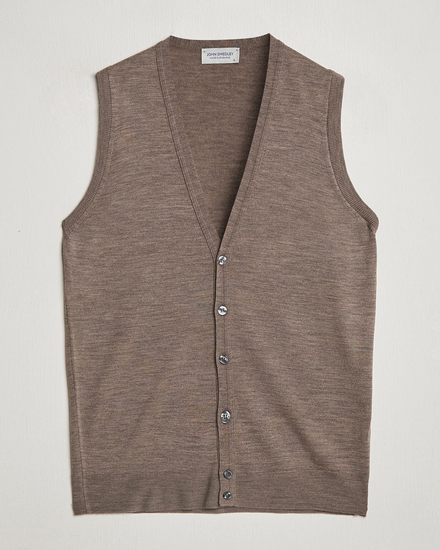 John Smedley Huntswood Slim Fit Waistcoat Mushroom Brown – Marron