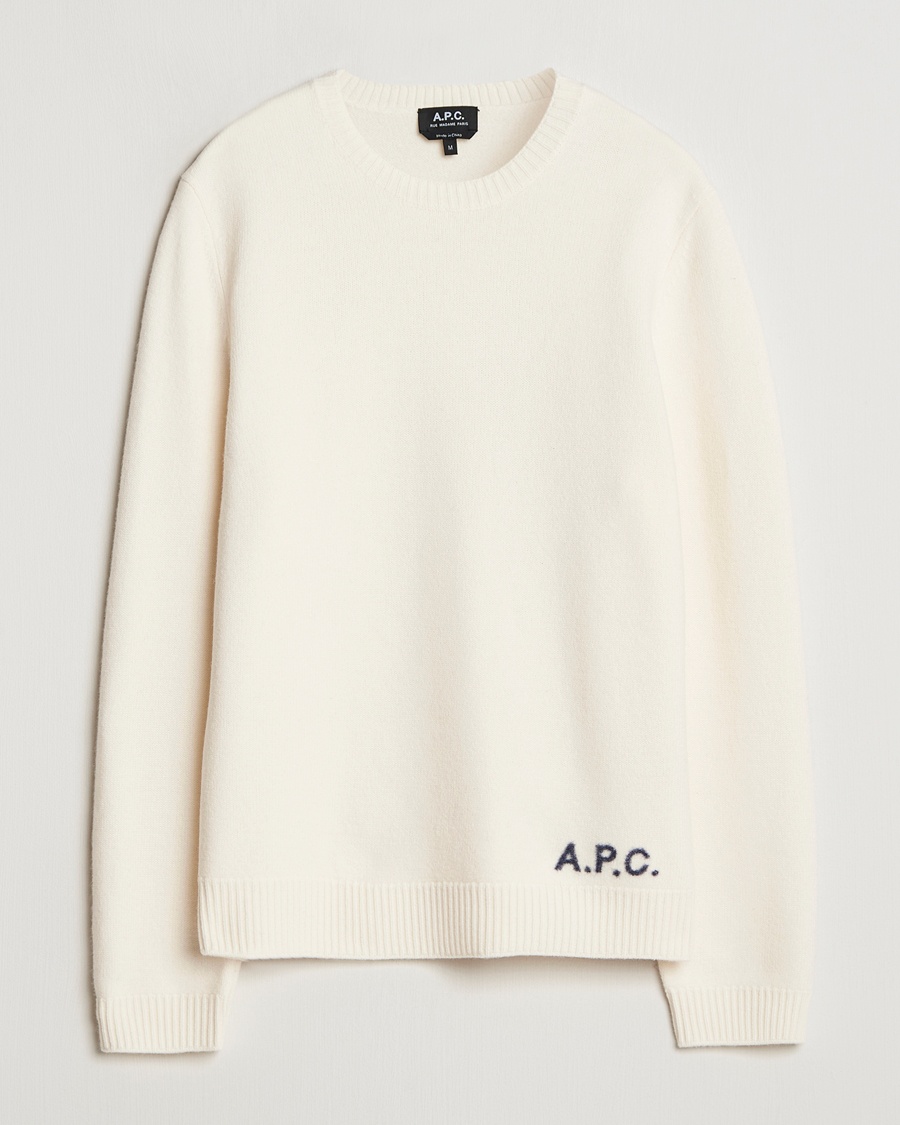 A.P.C. Edward Wool Knitted Sweater Ecru – Blanc