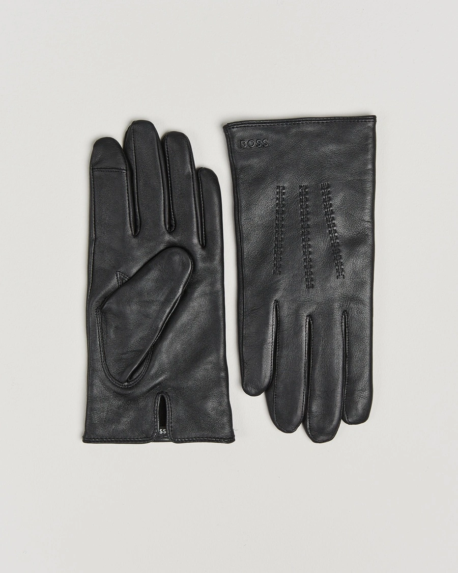 BOSS BLACK Hainz Leather Glove Black – Noir