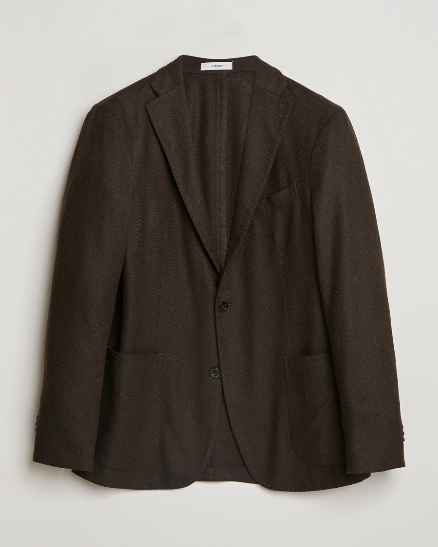 Boglioli K Jacket Wool Herringbone Blazer Dark Brown – Marron