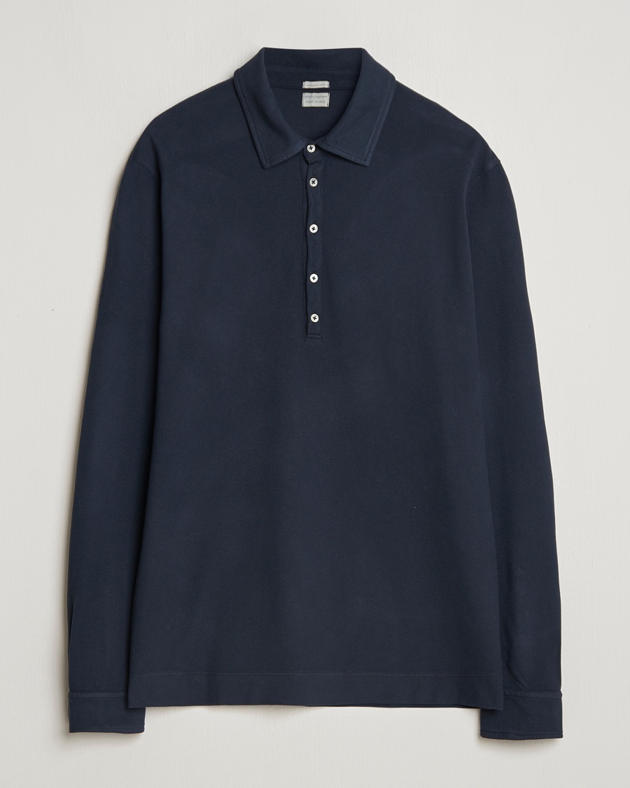 Massimo Alba Ischia Cotton/Cashmere Long Sleeve Polo Navy – Bleu