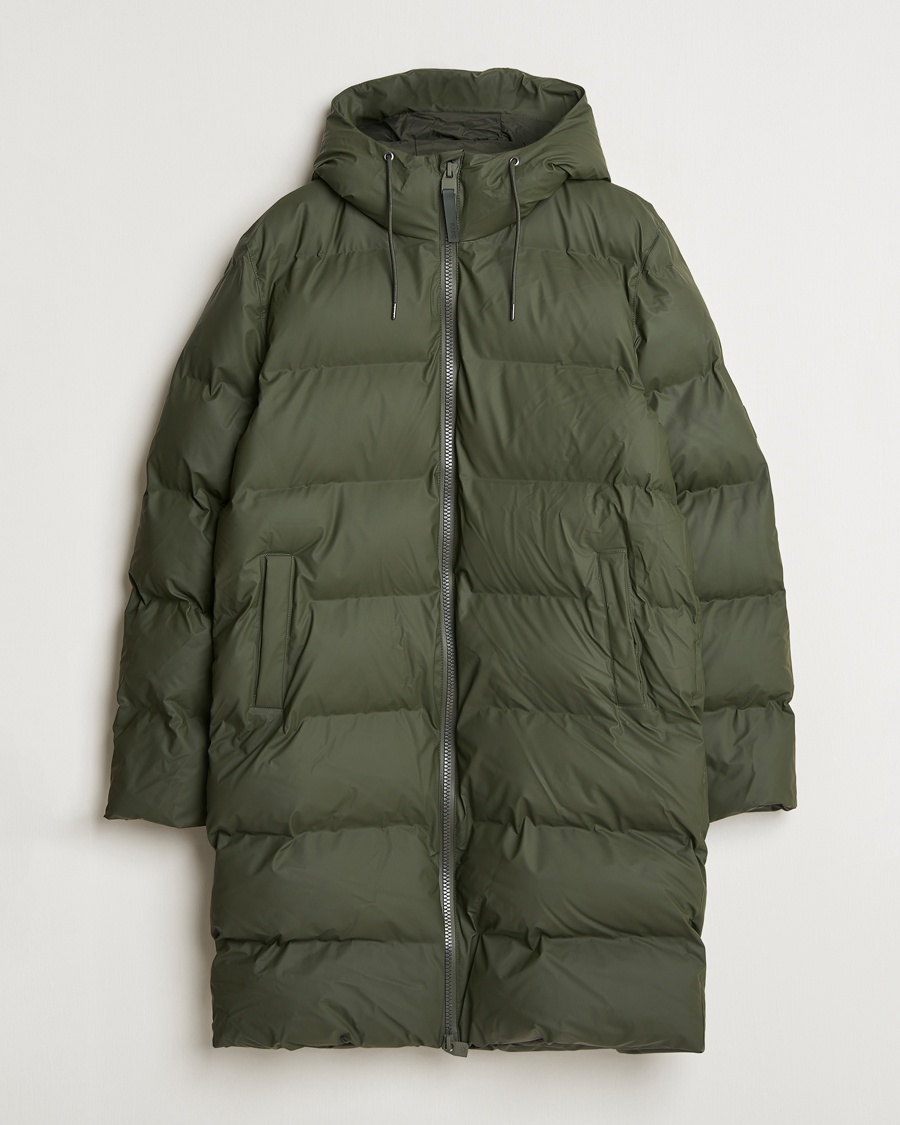 RAINS Alta Long Puffer Parka Green – Vert