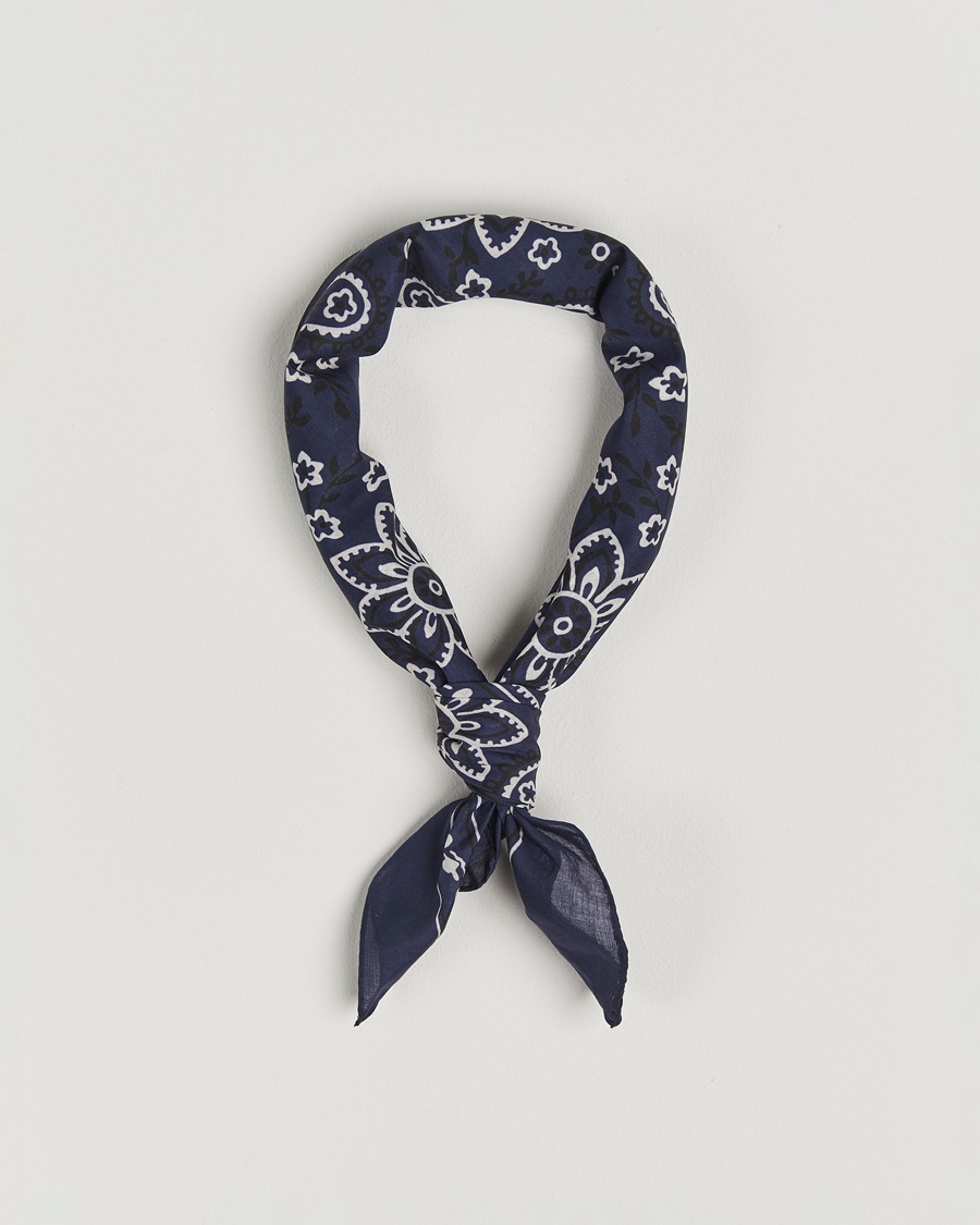 Drake's Classic Paisley Bandana Navy – Bleu