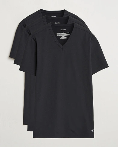 Calvin Klein 3-Pack Cotton Stretch V-Neck T-Shirt Black – Noir