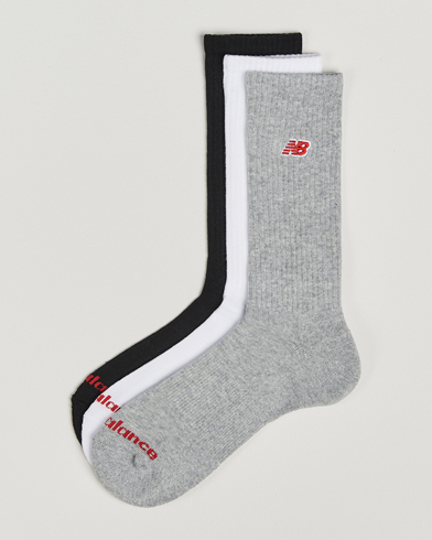 New Balance 3-Pack Patch Logo Socks White/Grey/Black – Blanc