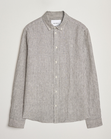 LES DEUX Konrad Striped Linen Shirt Black – Blanc