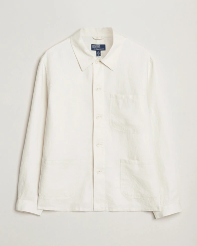 Polo Ralph Lauren Chore Linen Shirt Jacket Antique Cream – Blanc