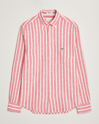 GANT Regular Fit Cotton/Linen Striped Shirt Watermelon Red – Rouge