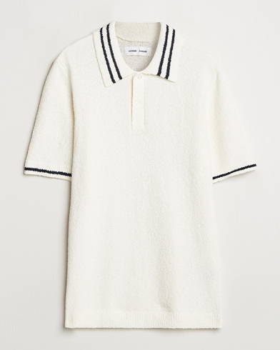 Samsøe Samsøe Pedro Tipped Knitted Polo Clear Cream – Blanc