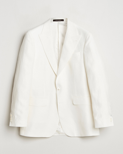 Oscar Jacobson Faldo Diagonal Linen/Tencel Tuxedo White – Blanc