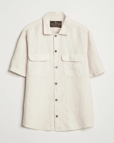 Oscar Jacobson Reg Fit City Linen Shirt Cream – Beige