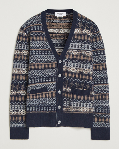 Thom Browne Fairisle Jacquard Cardigan Navy – Bleu