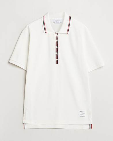 Thom Browne Waffle Cotton Polo Natural White – Blanc