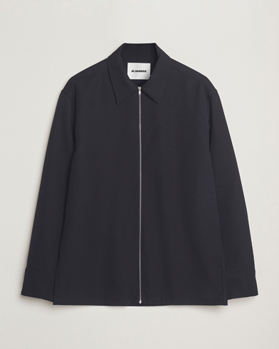 Jil Sander Wool Zip Overshirt Navy – Bleu