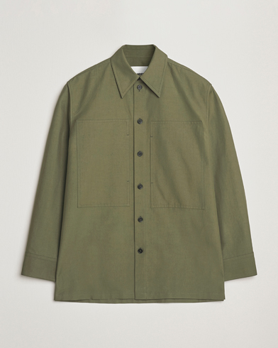 Jil Sander Compact Cotton Overshirt Olive – Vert