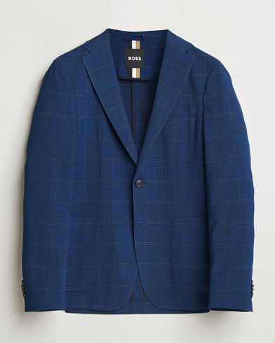 BOSS BLACK Hanry Wool Checked Blazer Dark Blue – Bleu