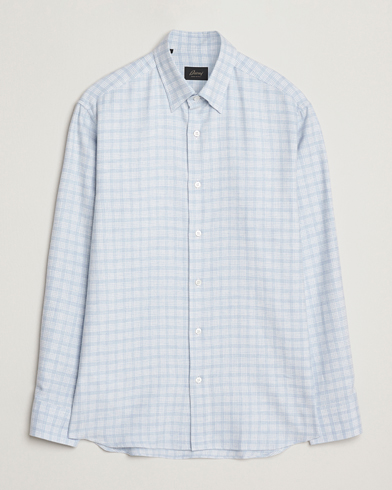 Brioni Check Flannel Shirt Light Blue – Bleu