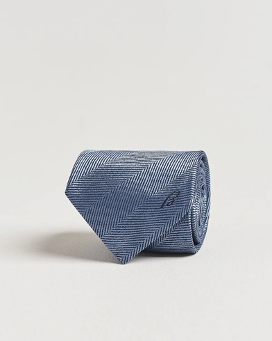 Brioni Herringbone Silk Tie Light Blue – Bleu