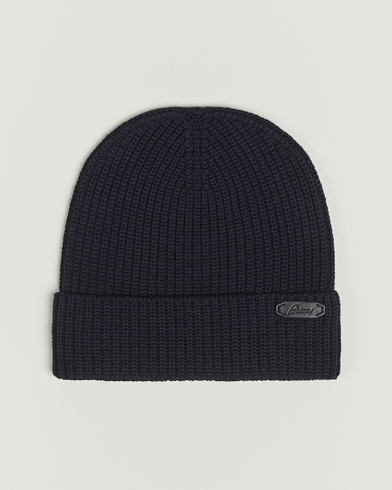 Brioni Rib Wool Beanie Navy – Bleu