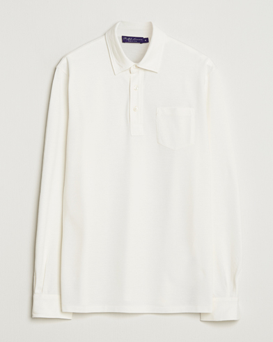 Ralph Lauren Purple Label Cotton/Cashmere Long Sleeve Polo Cream – Blanc