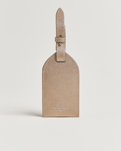Smythson Panama Leather Luggage Tag Bronze – Beige