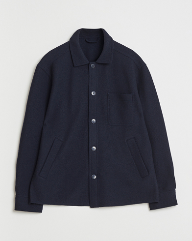 Eton Boiled Wool Overshirt Navy – Bleu