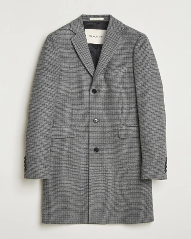 GANT Classic Wool Houndstooth Coat Black – Noir