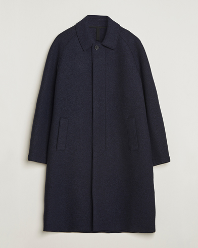 Harris Wharf London Boiled Wool Fly Front Balmacan Coat Navy – Bleu
