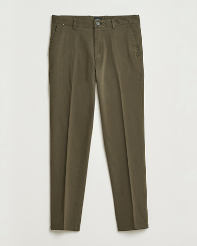 BOSS BLACK Kane Brushed Cotton Pleated Trousers Open Green – Vert