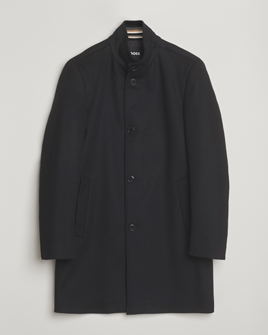 BOSS BLACK Hyde Stand Up Collar Coat Black – Noir