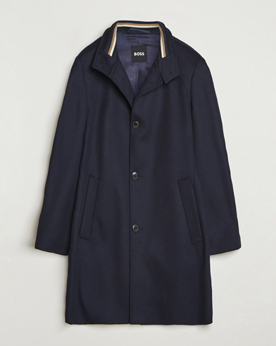 BOSS BLACK Hyde Stand Up Collar Coat Dark Blue – Bleu