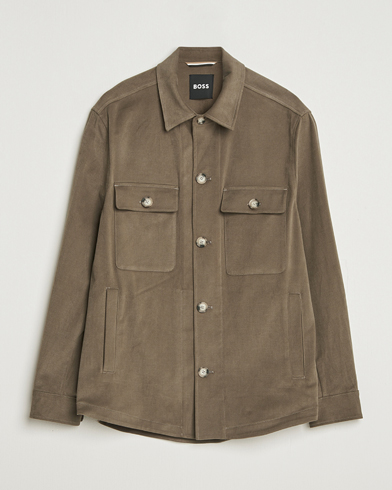BOSS BLACK Carper Cotton Overshirt Open Brown – Marron