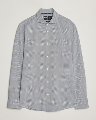 BOSS BLACK Hank 4-Way Printed Stretch Shirt Dark Blue – Bleu