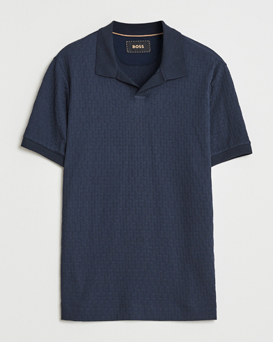 BOSS CAMEL Parson Structured Open Collar Polo Dark Blue – Bleu