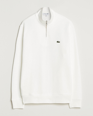 Lacoste Rib Interlock Half Zip Flour – Blanc