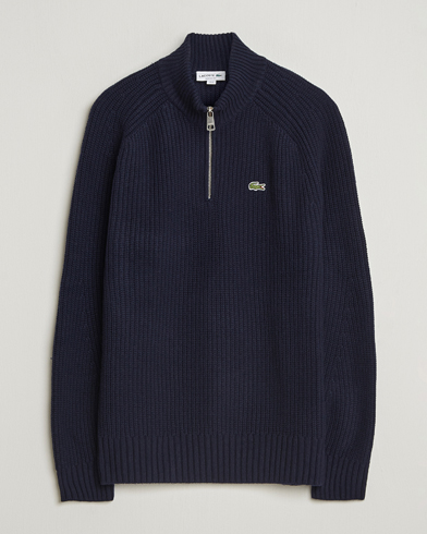 Lacoste Heavy Knitted Wool Half Zip Navy – Bleu
