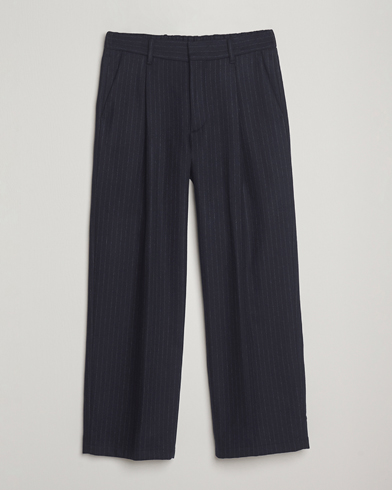 NN07 Kay Wool Pleated Pinstriped Trousers Navy Blue – Bleu