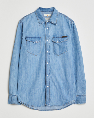 Nudie Jeans Gunnar Denim Shirt Light Blue – Bleu
