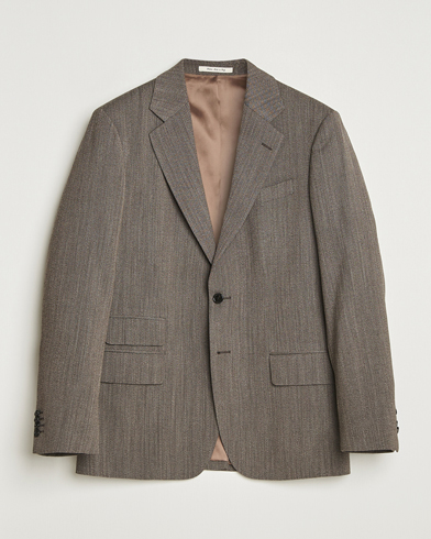GANT 240 Mulberry Street Herringbone Suit Jacket Deep Brown – Marron
